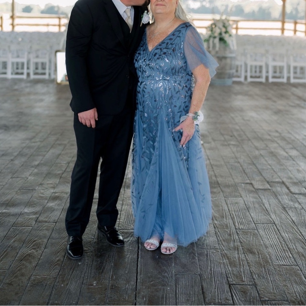 Chic Blue Tulle Mother of Groom/Bride Dress - Picture 4 of 6